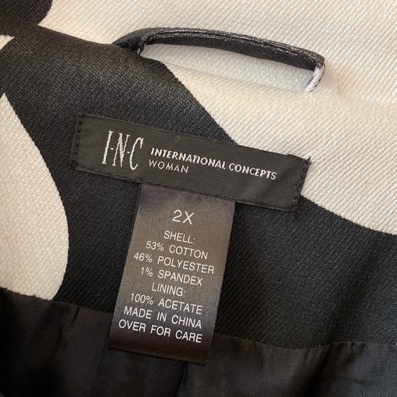 INC International Concepts 2X Plus Size Jacket Coat Black & White Modern Style - Picture 2 of 5